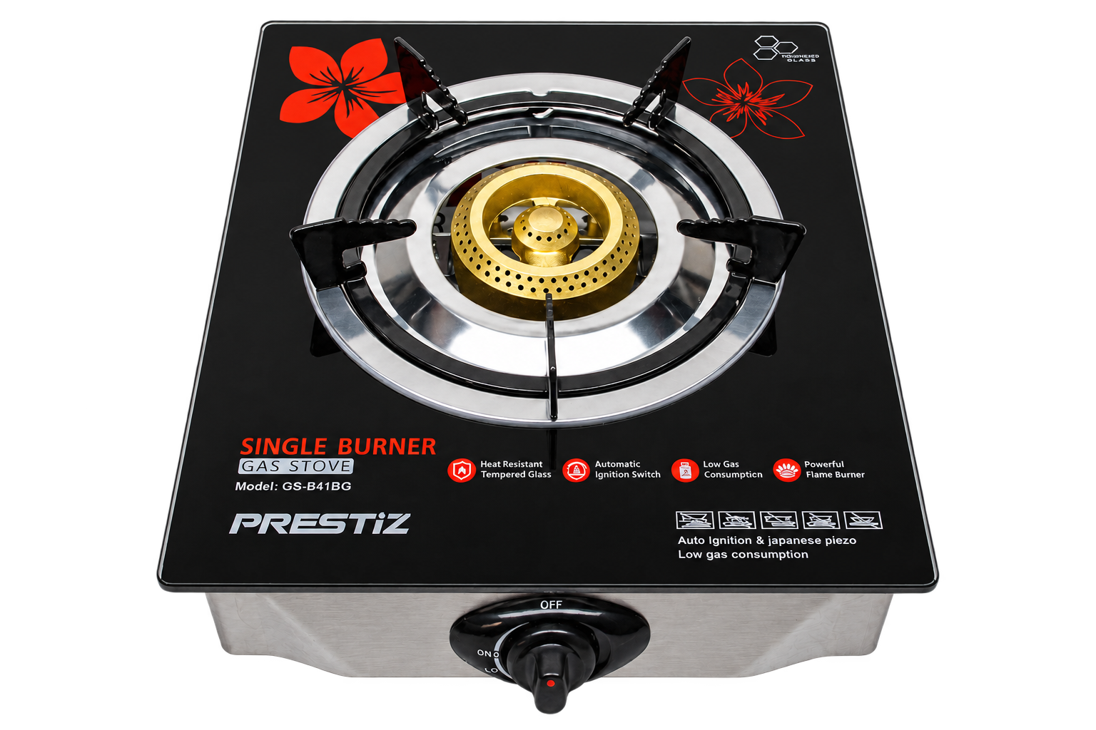 1-Burner Tempered Glass Gas Stove GS-B41BG