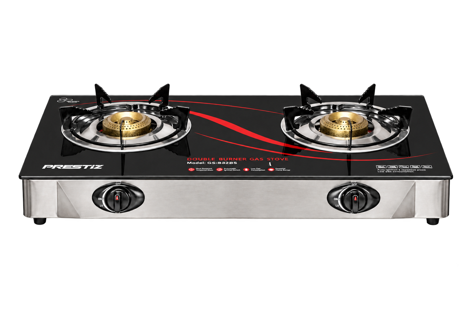 2-Burner Tempered Glass Gas Stove GS-B12BG